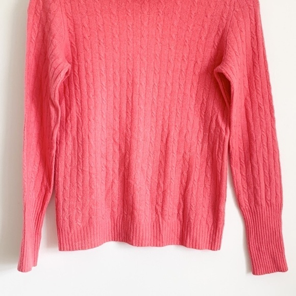 J. Crew Barbie Pink Cable Knit Turtle Neck Sweater Small cashmere wool blend - Picture 3 of 9